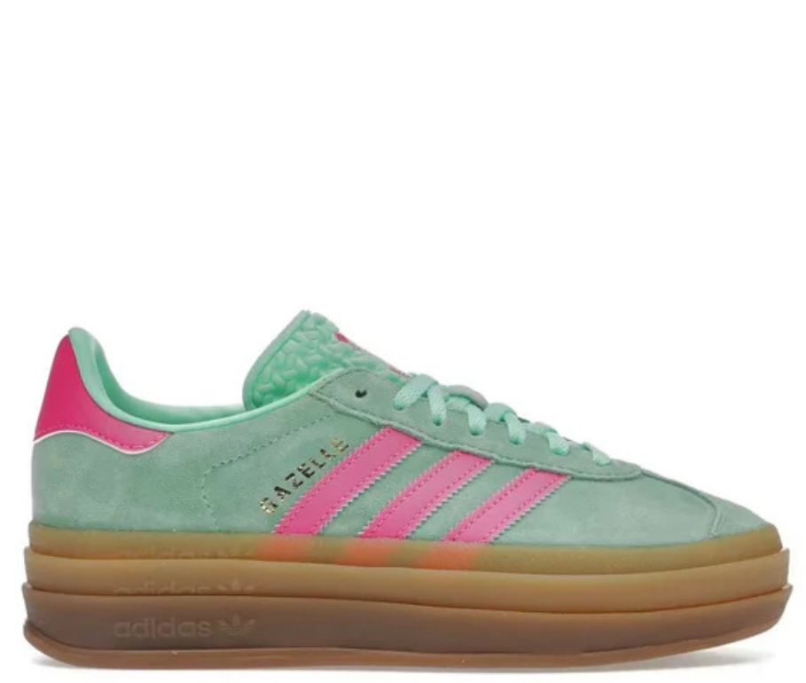 Adidas gazelle green pink platform
