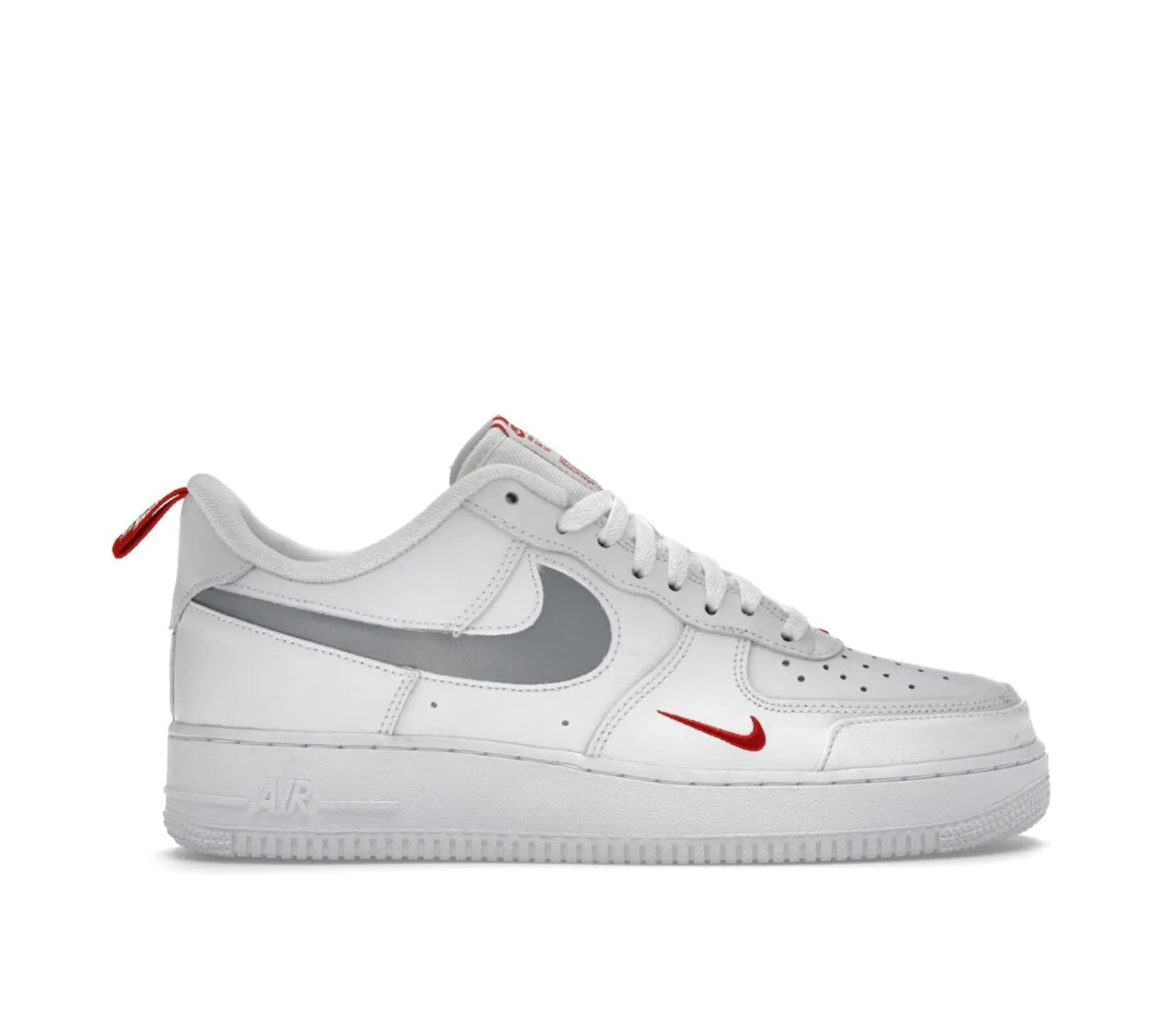 Nike Air Force 1 Grey White Red Mini Swoosh