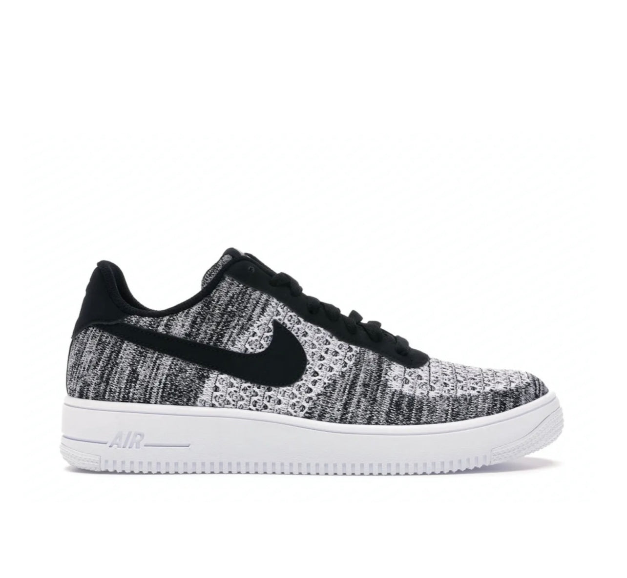Nike Air Force 1 Black Grey Knit Swoosh