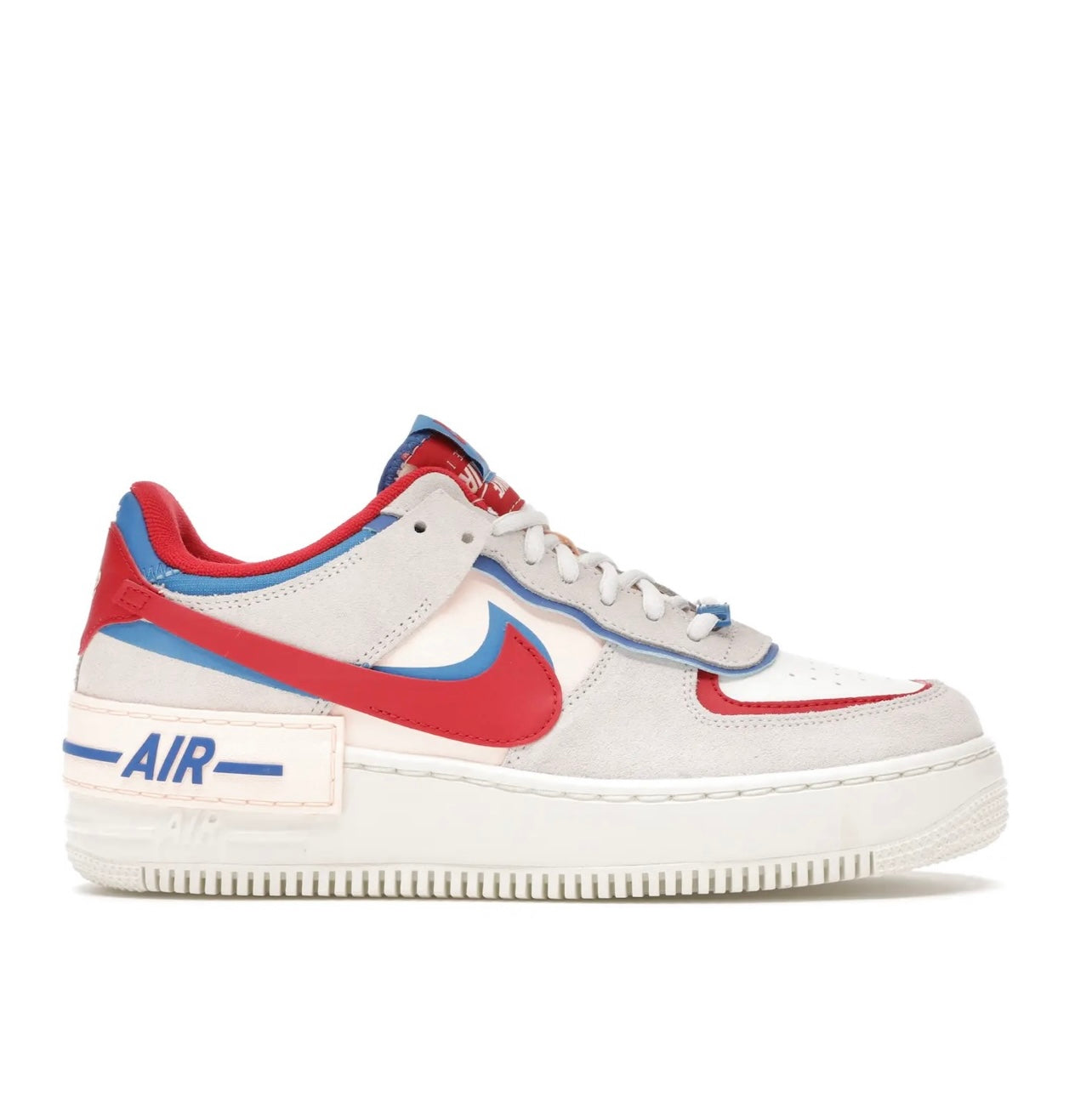 Nike Air Force 1 White Coral Blue Layered Swoosh
