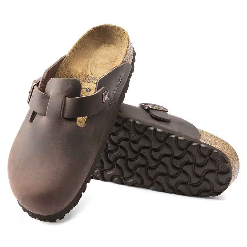 Birkenstock Boston Slippers Oiled Leather Habana
