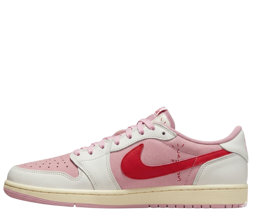 Air Jordan 1 Low Travis Scott OG Shy Pink and Tropical Pink Seude
