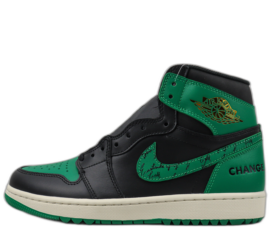 Air Jordan 1 High Black Green Script