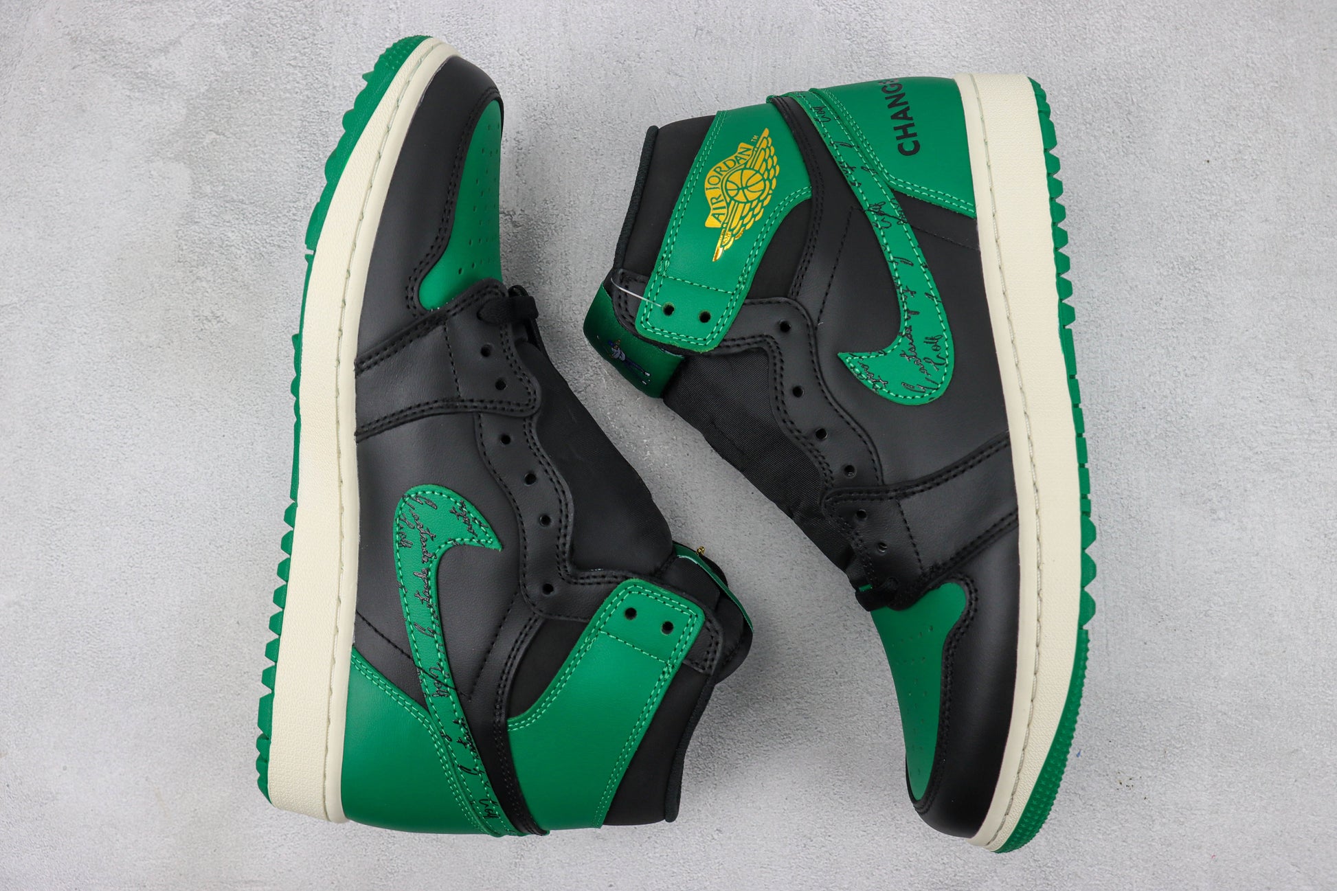Air Jordan 1 High Black Green Script