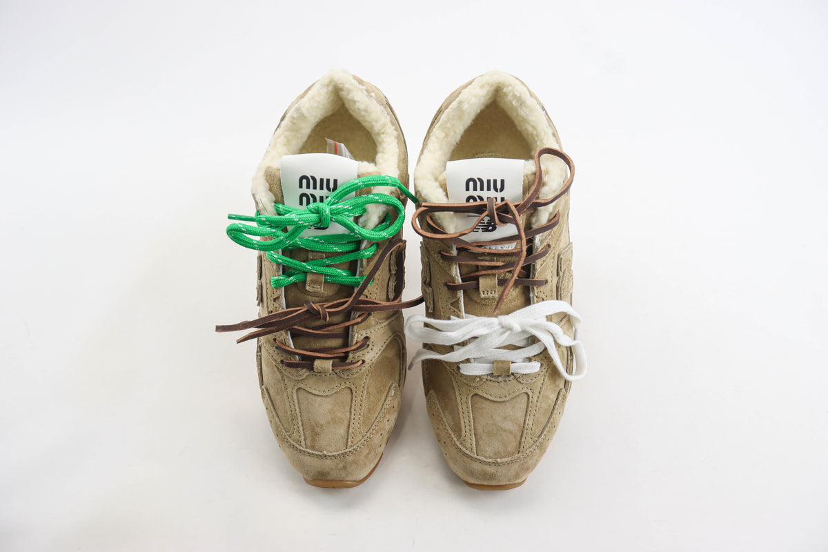New Balance X MiuMiu 530 Fur Lined Suede Tan