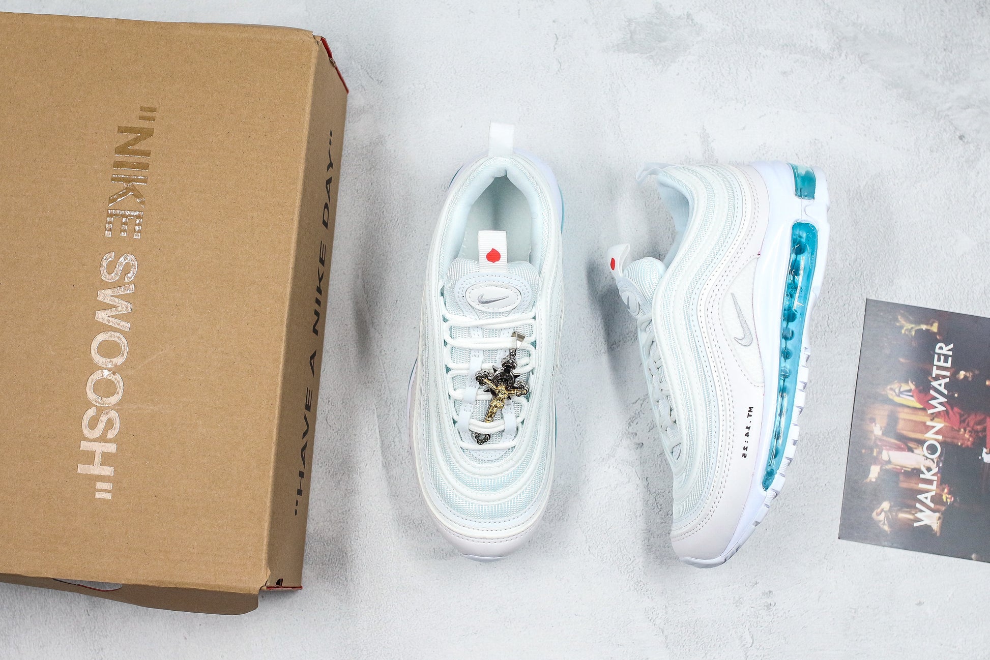 Nike Air Max 97 MSCHF x INRI Jesus Shoes Aqua