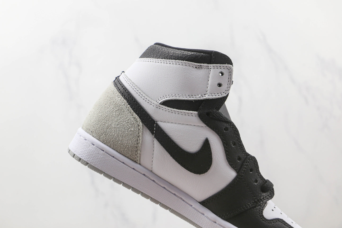 Air Jordan 1 High Black White Silver Heel