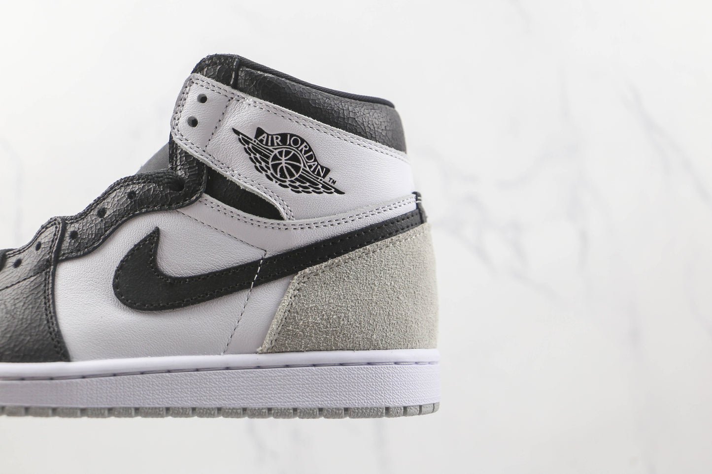 Air Jordan 1 High Black White Silver Heel