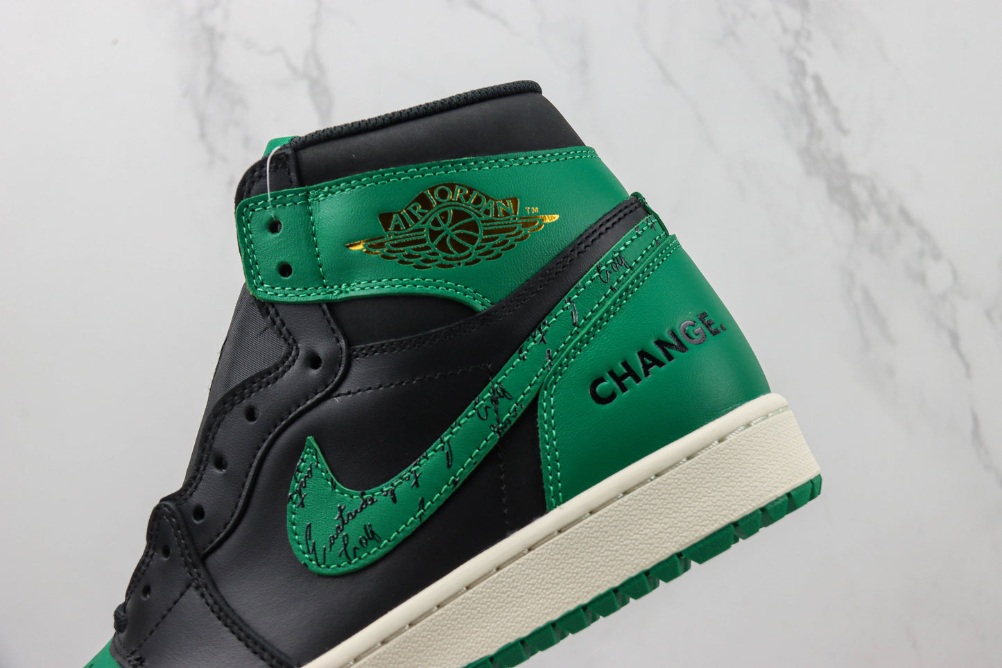Air Jordan 1 High Black Green Script