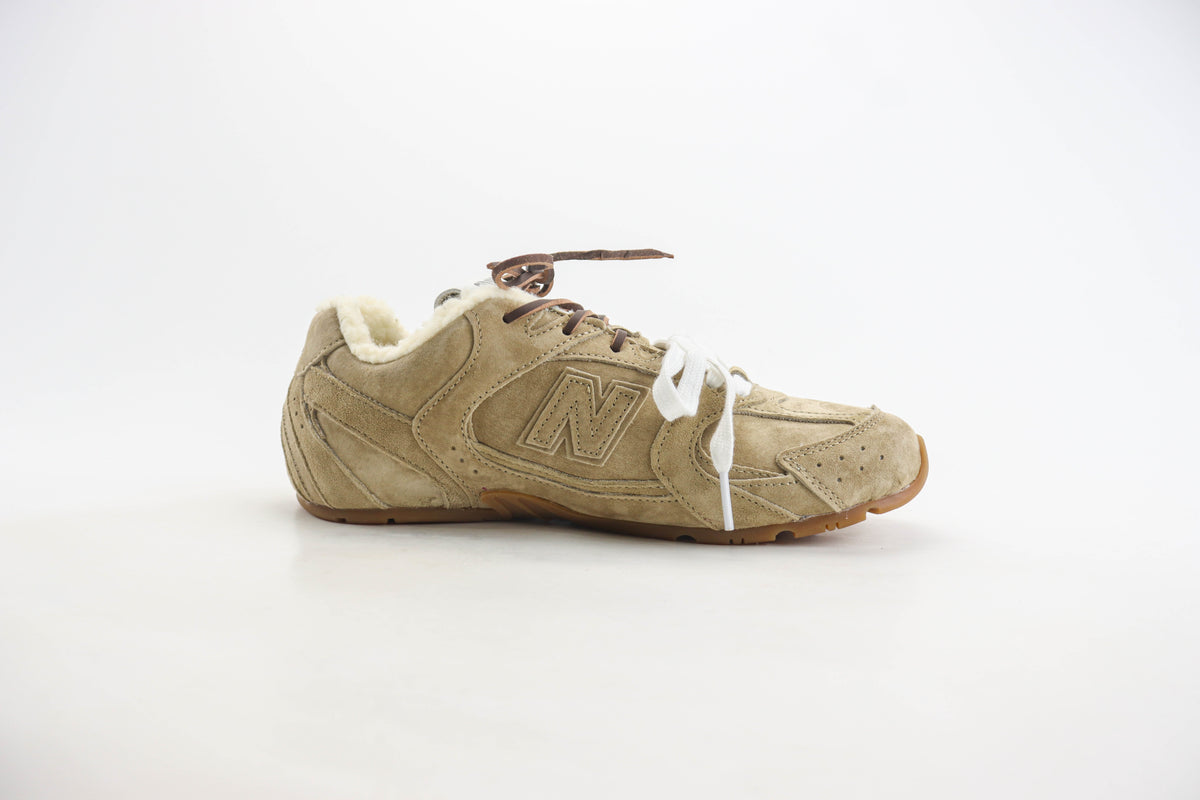 New Balance X MiuMiu 530 Fur Lined Suede Tan