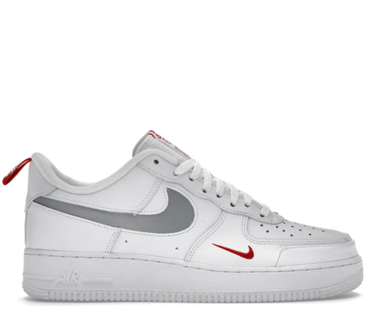 Nike Air Force 1 Grey White Red Mini Swoosh