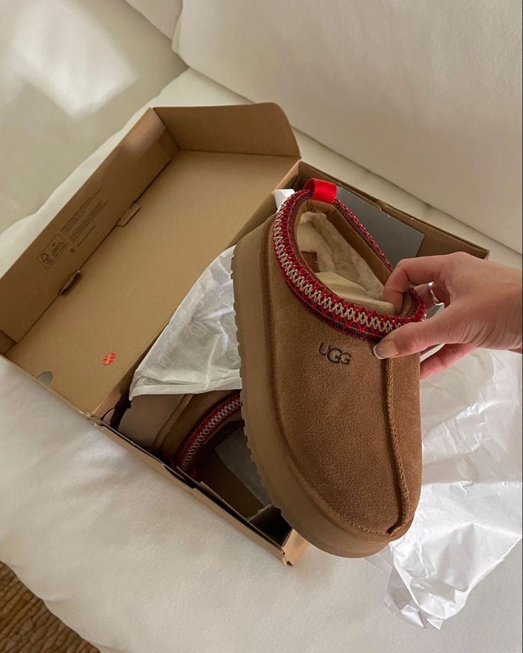 Ugg Tazz Platform Slippers Brown Red