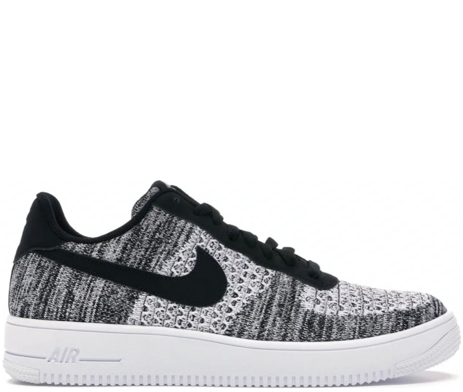 Nike Air Force 1 Black Grey Knit Swoosh