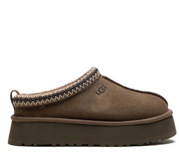 Ugg Tazz Platform Slippers Dark Brown Bright Stitching