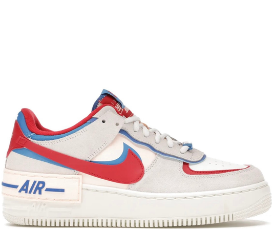 Nike Air Force 1 White Coral Blue Layered Swoosh