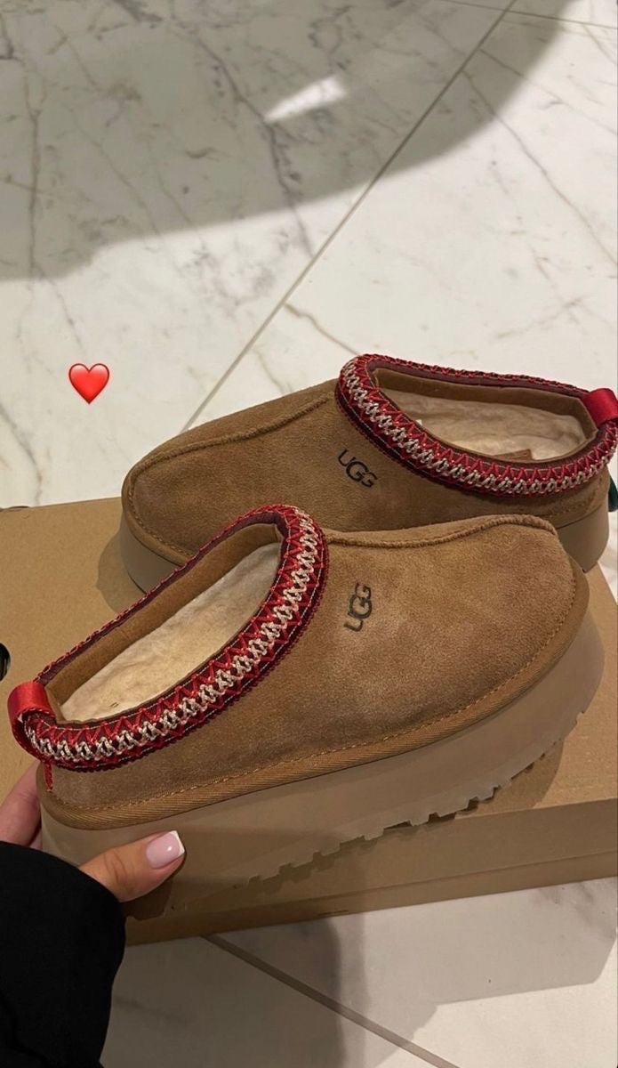 Ugg Tazz Platform Slippers Brown Red