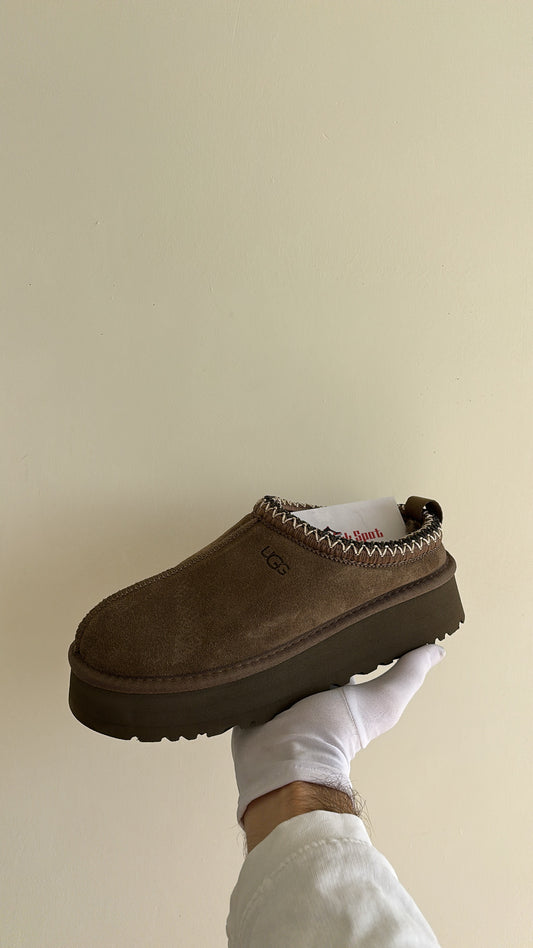 Ugg Tazz Platform Slippers Dark Brown Bright Stitching FD 41
