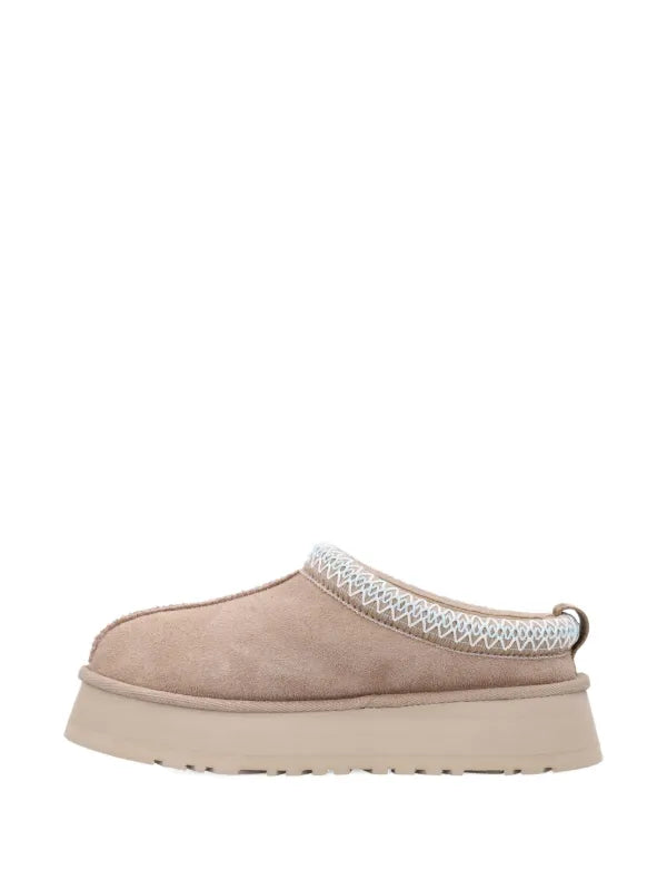 Ugg Tazz Platform Slippers Beige Light Blue Stiching